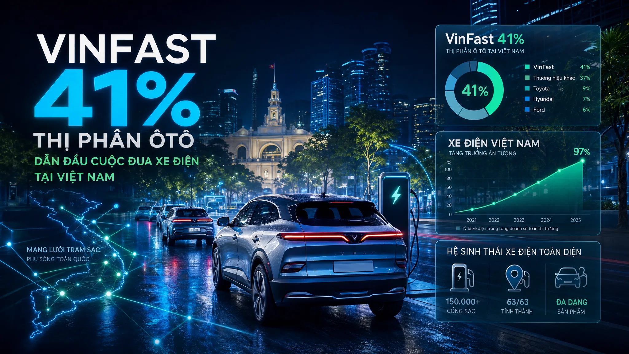 VinFast chiếm gần 41% thị trường ôtô Việt: xe điện đã bước qua giai đoạn thử nghiệm?