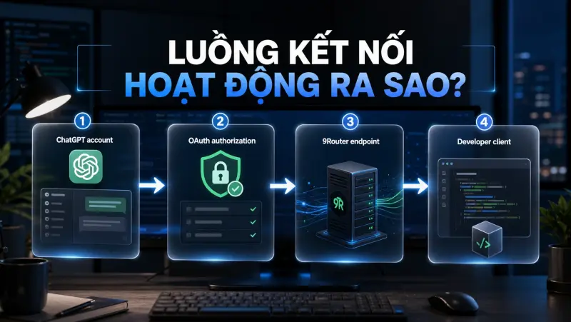 Luồng kết nối ChatGPT Plus với 9Router
