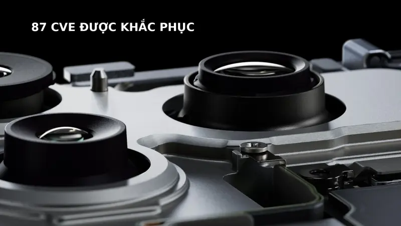 Macro hệ thống camera minh họa 87 CVE được khắc phục trong iOS 26.6