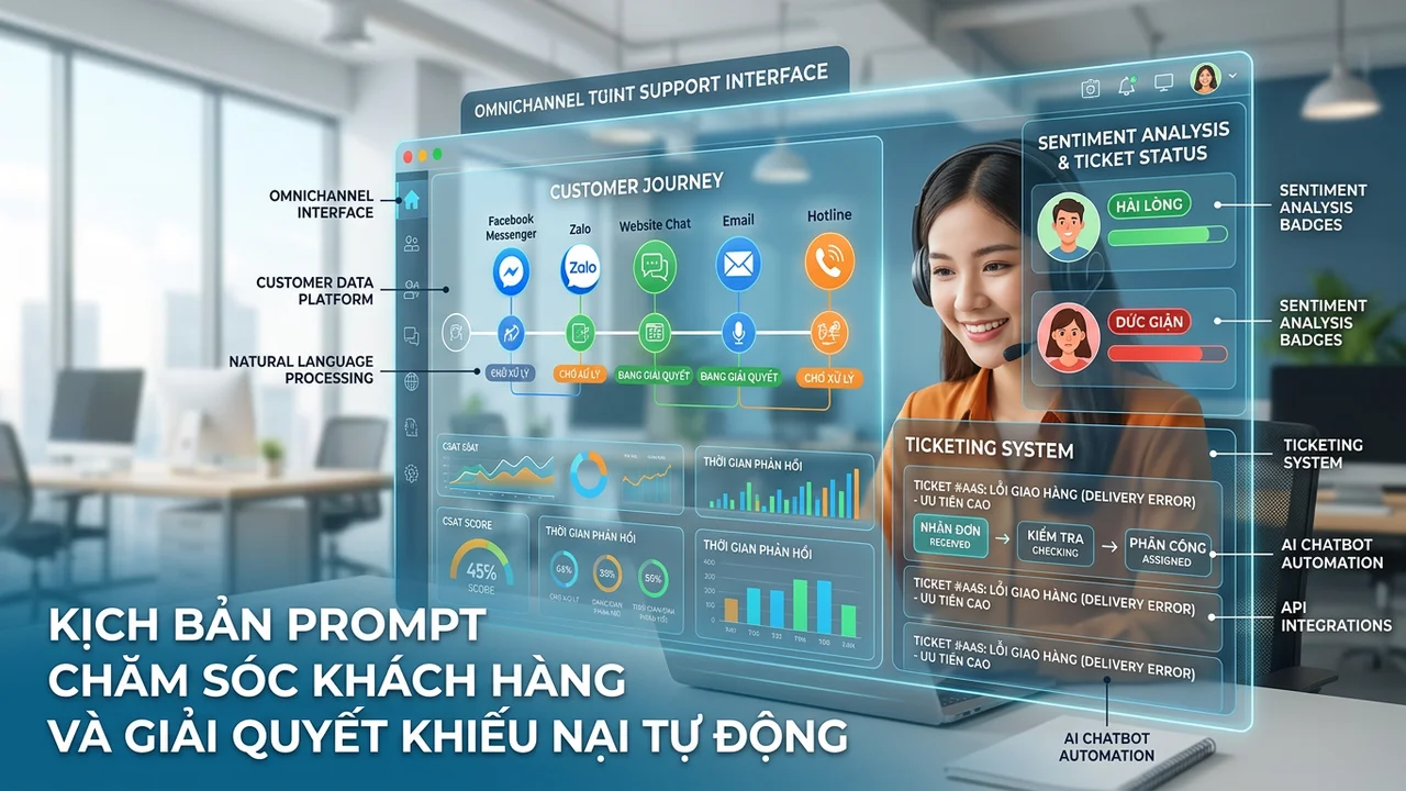 Kịch bản prompt chăm sóc khách hàng và giải quyết khiếu nại tự động - kho prompt chatgpt chuẩn