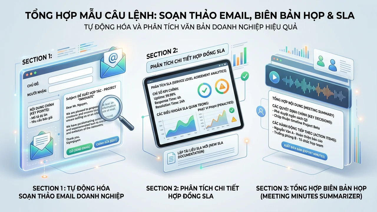 Mẫu câu lệnh soạn thảo email doanh nghiệp, biên bản họp và SLA - kho prompt chatgpt chuẩn