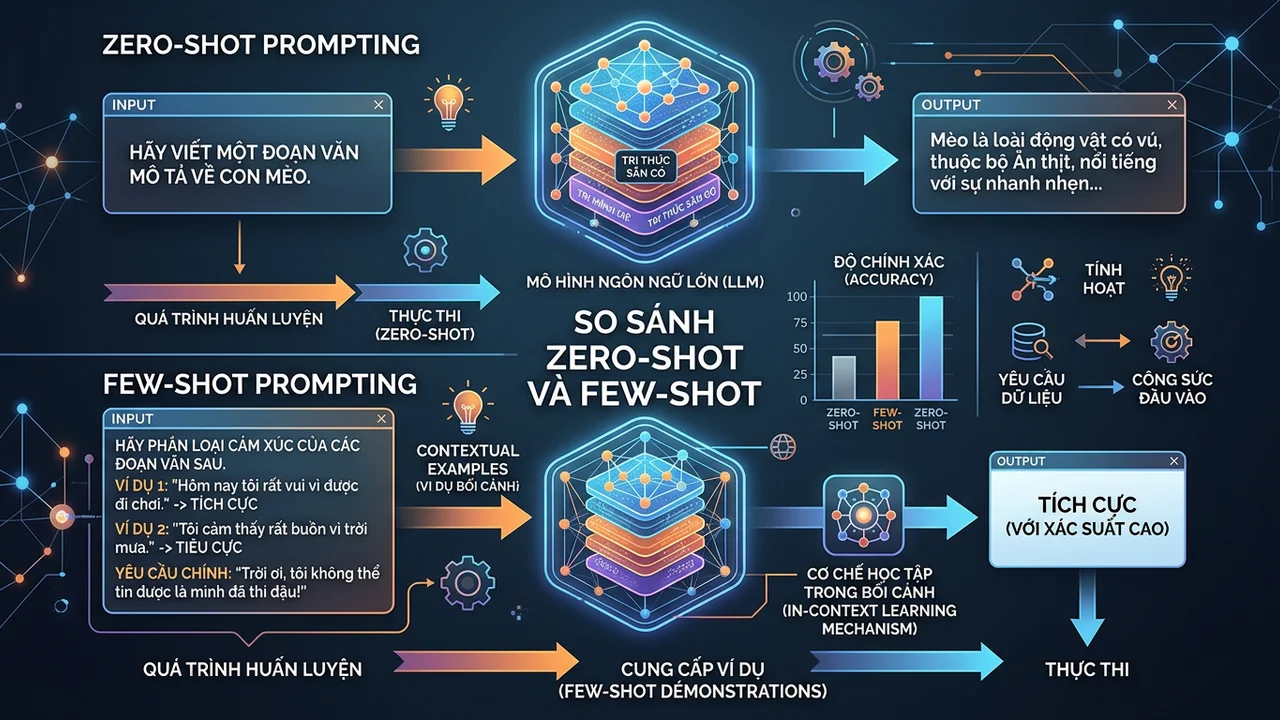 Phân tích cơ chế hoạt động của Zero-shot và Few-shot Prompting - công thức viết prompt