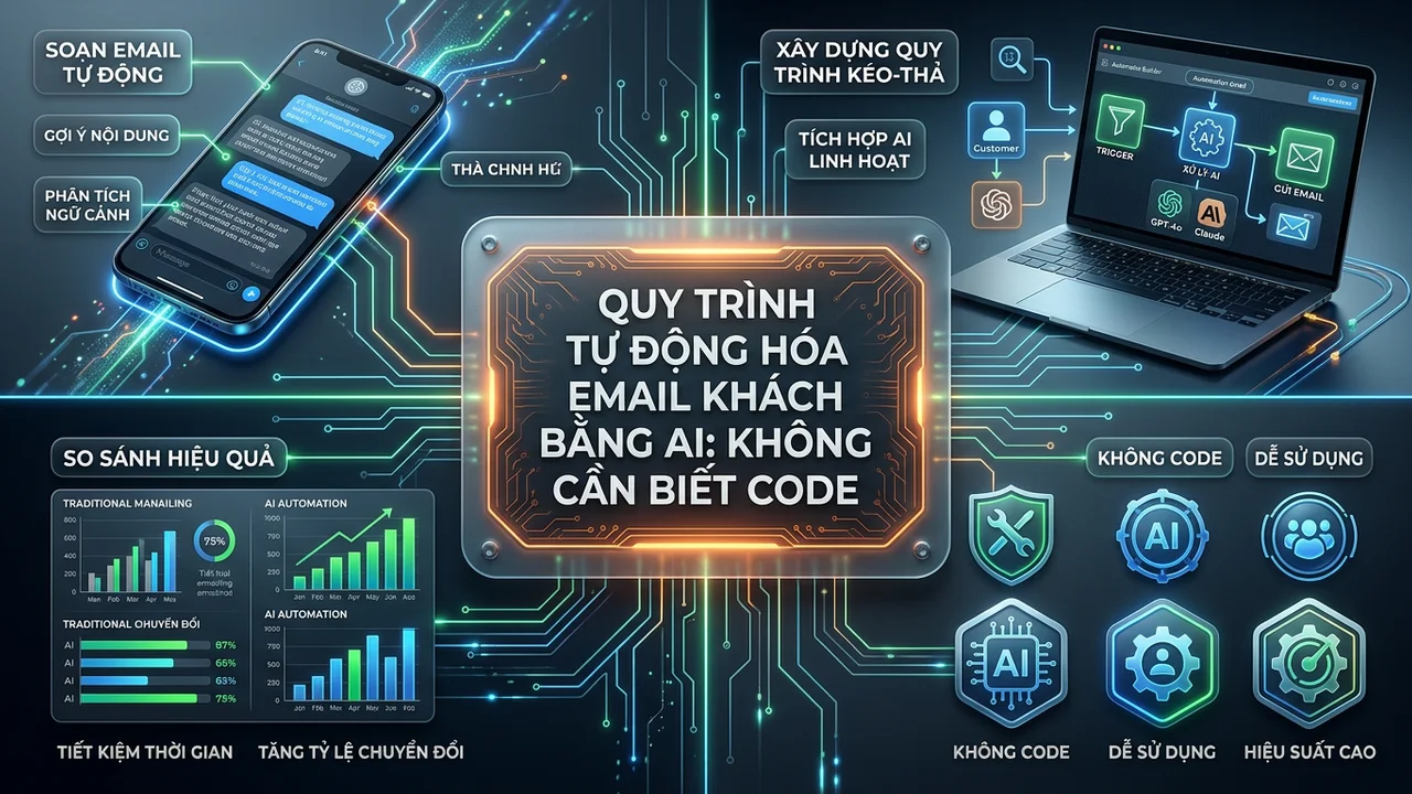 Quy trình tự động hóa email khách hàng bằng AI không cần biết code - Quy trình tự động hóa email khách hàng bằng AI không cần biết code