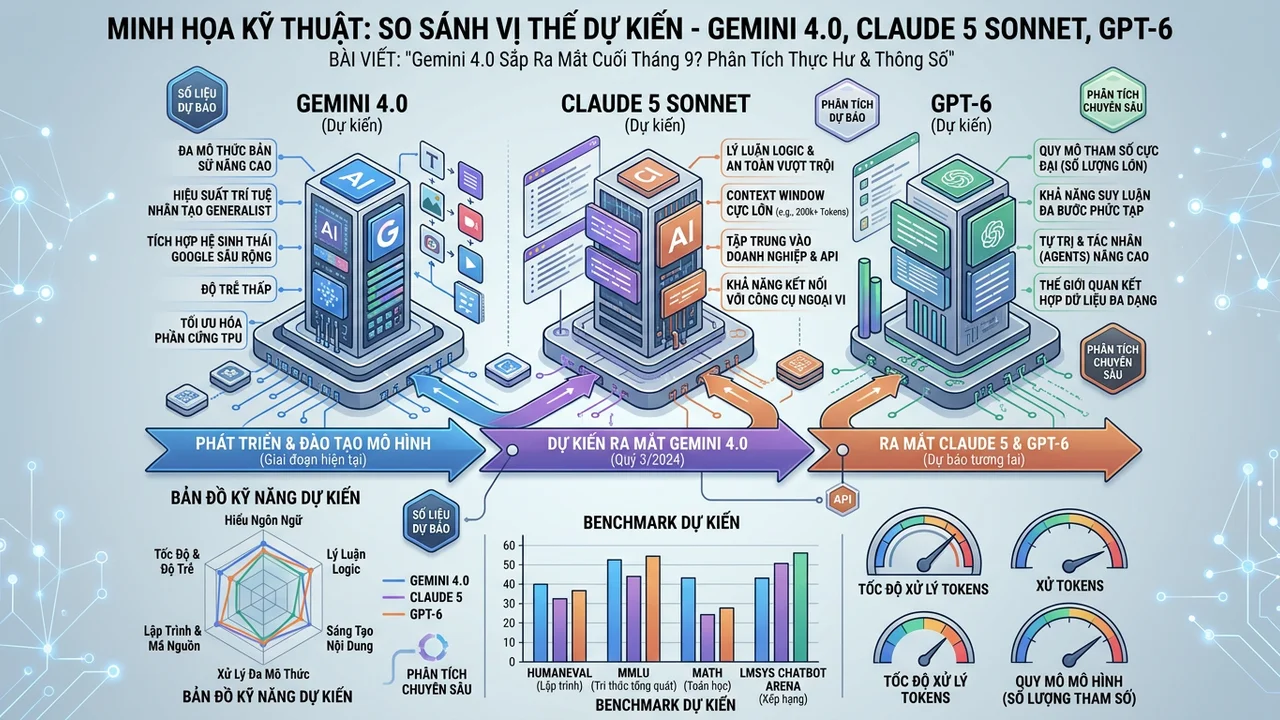 So sánh vị thế dự kiến: Gemini 4.0 đối đầu Claude 5 Sonnet và GPT-6