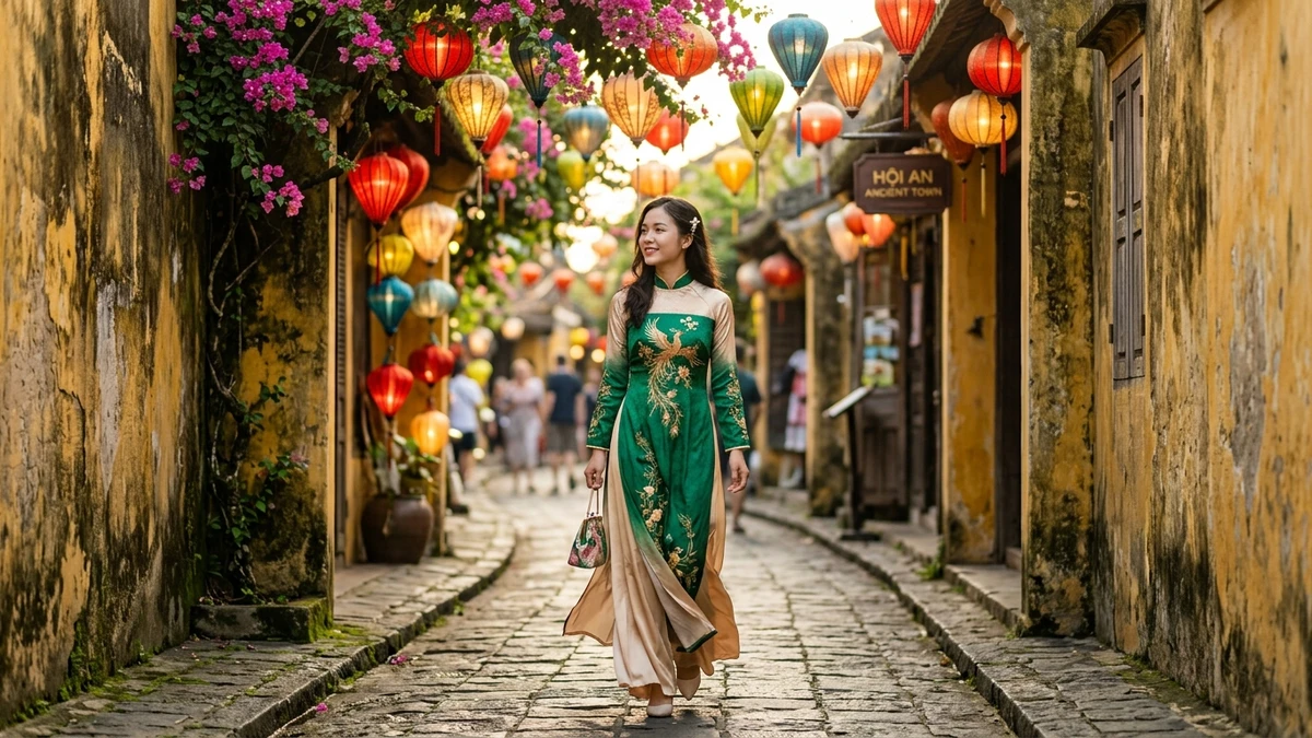 Kết quả tạo từ Chân dung Cổ điển Nàng Thơ Áo Dài Lụa Tơ Tằm Giữa Phố Cổ Hội An