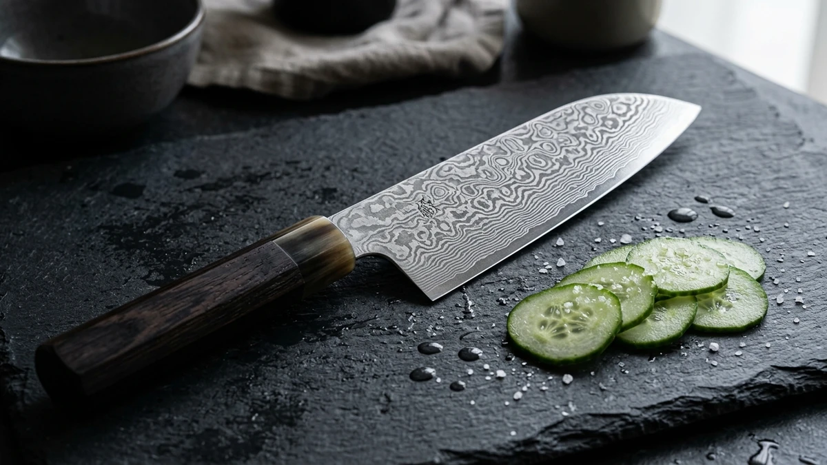 Kết quả tạo từ Chụp Con Dao Bếp Nhật Bản Thép Damascus Vân Sóng Nước Sắc Lẹm