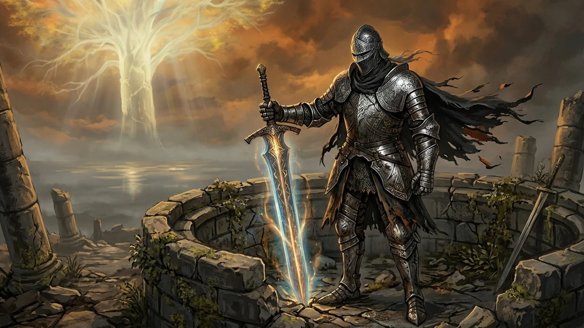 Kết quả tạo từ Thiết Kế Nhân Vật Hiệp Sĩ Giáp Sắt Huyền Bí Phong Cách Dark Fantasy RPG