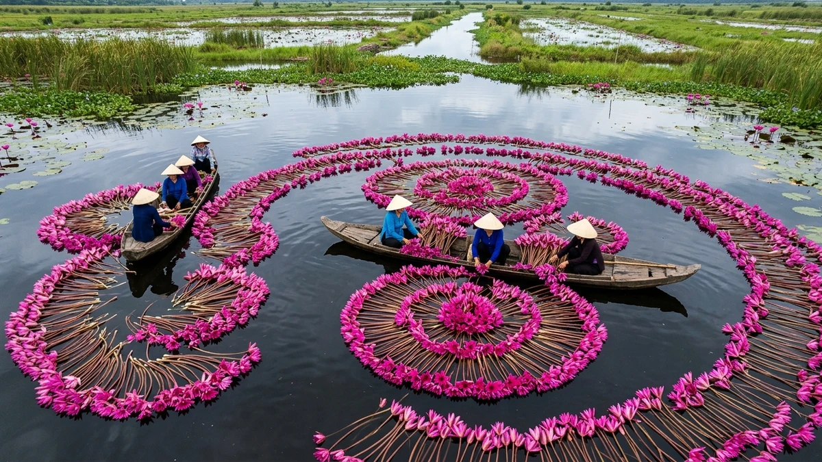 Kết quả tạo từ Nhiếp Ảnh Toàn Cảnh Mùa Nước Nổi Hái Bông Súng Đồng Tháp Mười