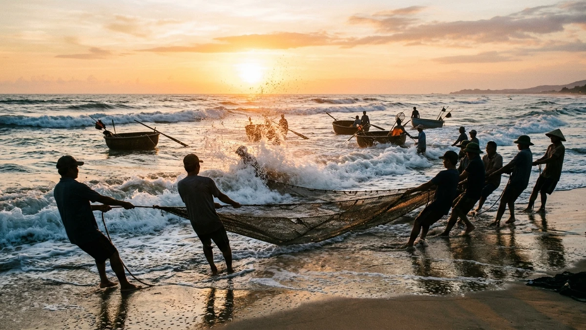 Kết quả tạo từ Nhiếp Ảnh Phóng Sự Ngư Dân Kéo Lưới Đón Bình Minh Bãi Biển Mũi Né