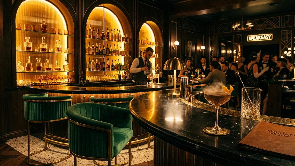Kết quả tạo từ Nội Thất Quầy Bar Rượu Speakeasy Huyền Bí Phong Cách Art Deco Sang Chảnh