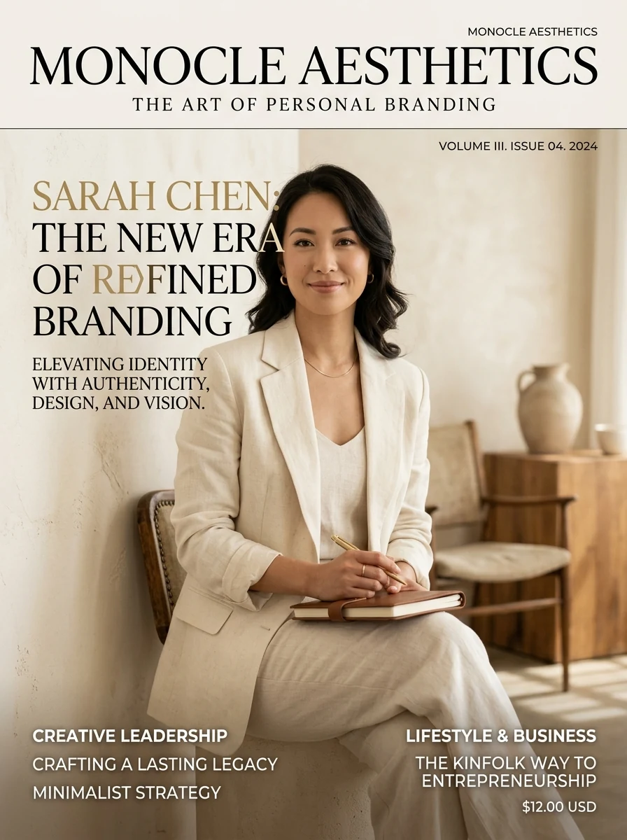 Kết quả tạo từ Poster thương hiệu cá nhân phong cách tạp chí Kinfolk cao cấp (Kinfolk Brand Editorial)