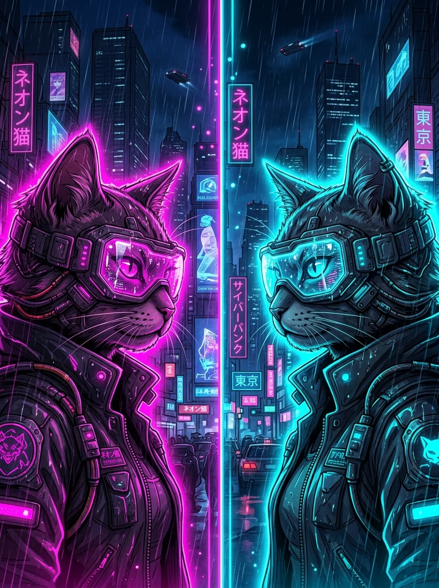 Kết quả tạo từ Thú cưng Cyberpunk Anime Neon tương lai (Neon Cyberpunk Anime Pet)