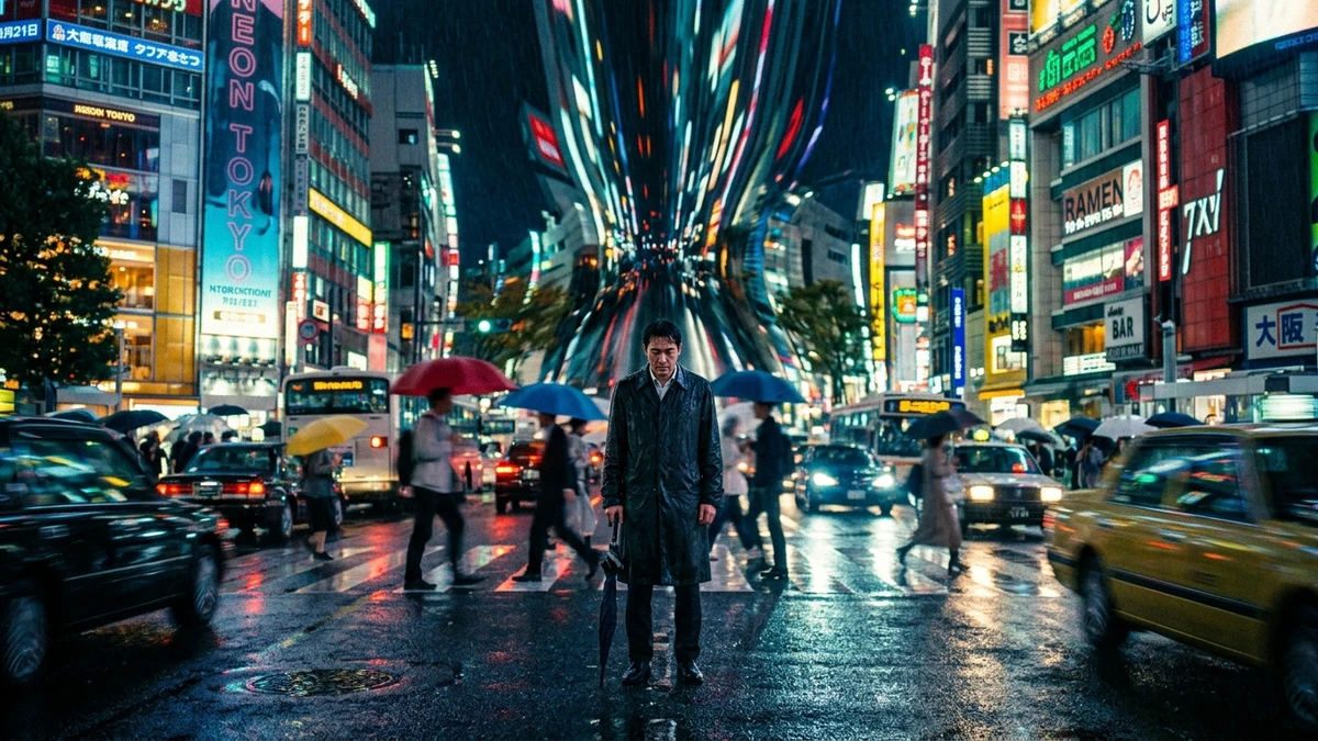 Kết quả tạo từ Video Hiệu Ứng Vertigo Dolly Zoom Nhân Vật Đứng Giữa Ngã Tư Đông Đúc