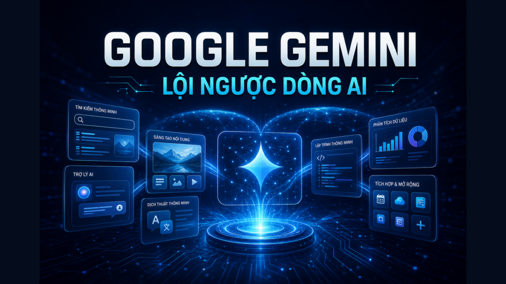 Google Gemini: cuộc lội ngược dòng của gã khổng lồ AI Google Gemini lội ngược dòng AI nhờ hệ sinh thái Tìm Kiếm, Android, Chrome và Workspace.