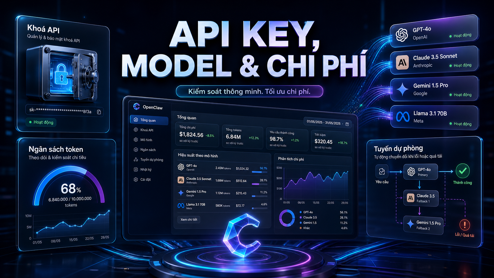 API key model và chi phí OpenClaw