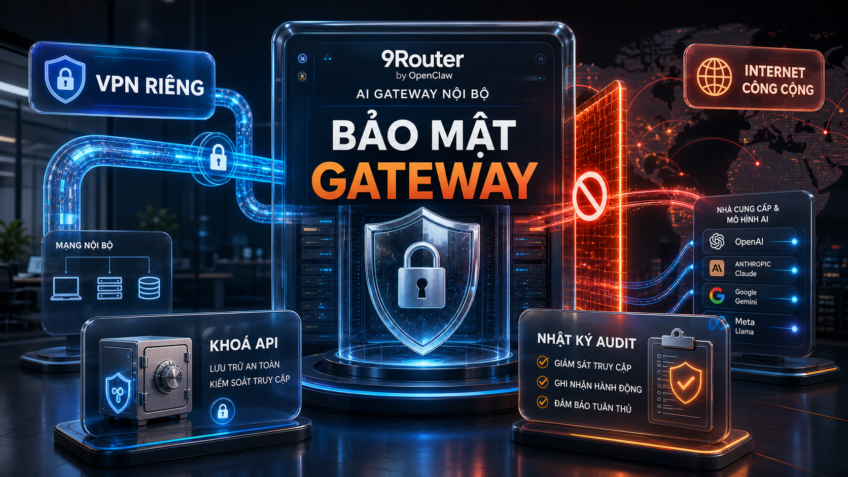 Bảo Mật Gateway - hướng dẫn kết nối 9Router với OpenClaw