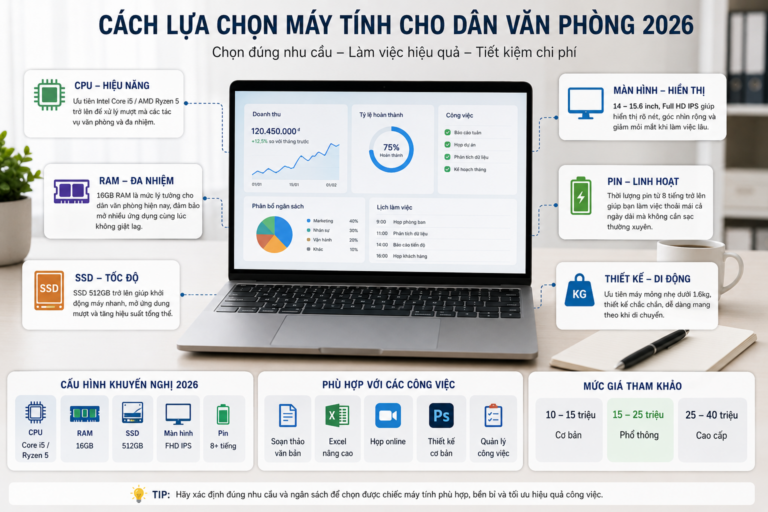 Ảnh đại diện bài viết: Cách lựa chọn máy tính cho dân văn phòng năm 2026