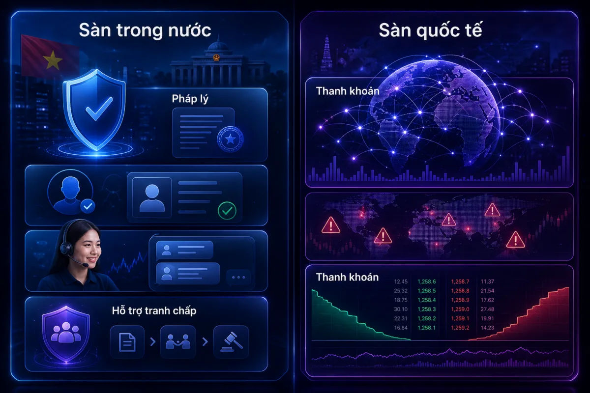 Khác biệt giữa sàn crypto trong nước và sàn quốc tế