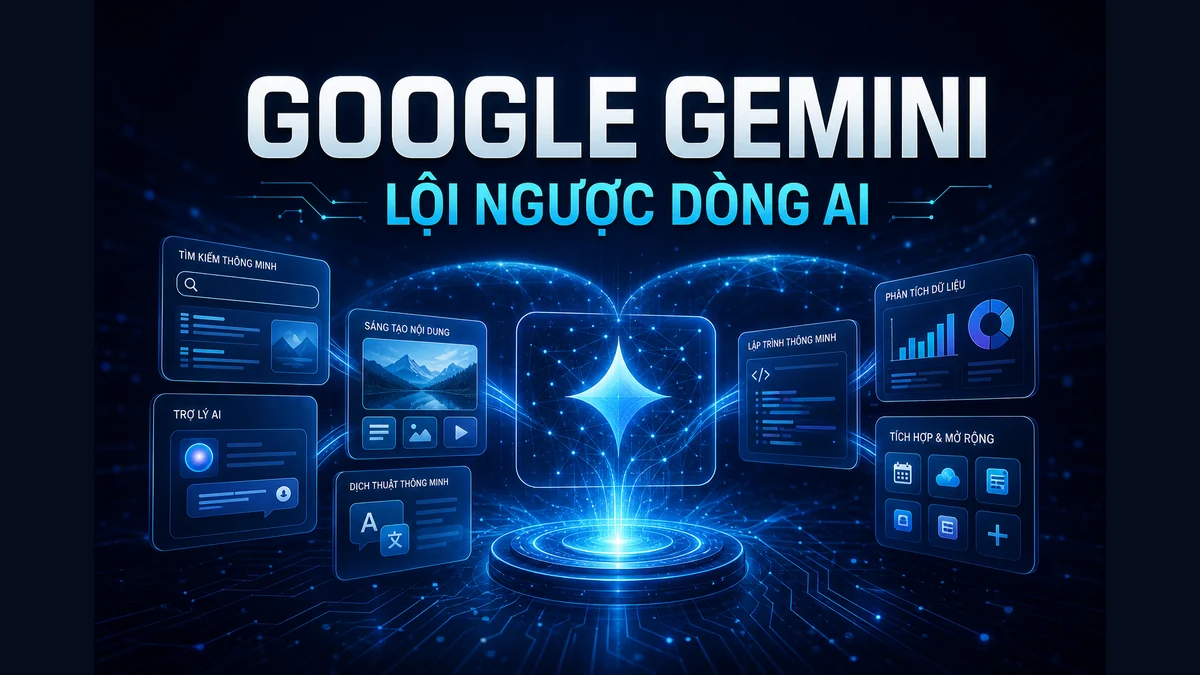 Google Gemini lội ngược dòng AI nhờ hệ sinh thái Tìm Kiếm, Android, Chrome và Workspace.