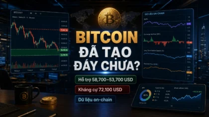 Bitcoin đã tạo đáy chưa với dữ liệu on-chain, vùng hỗ trợ 58,700–53,700 USD và kháng cự 72,100 USD