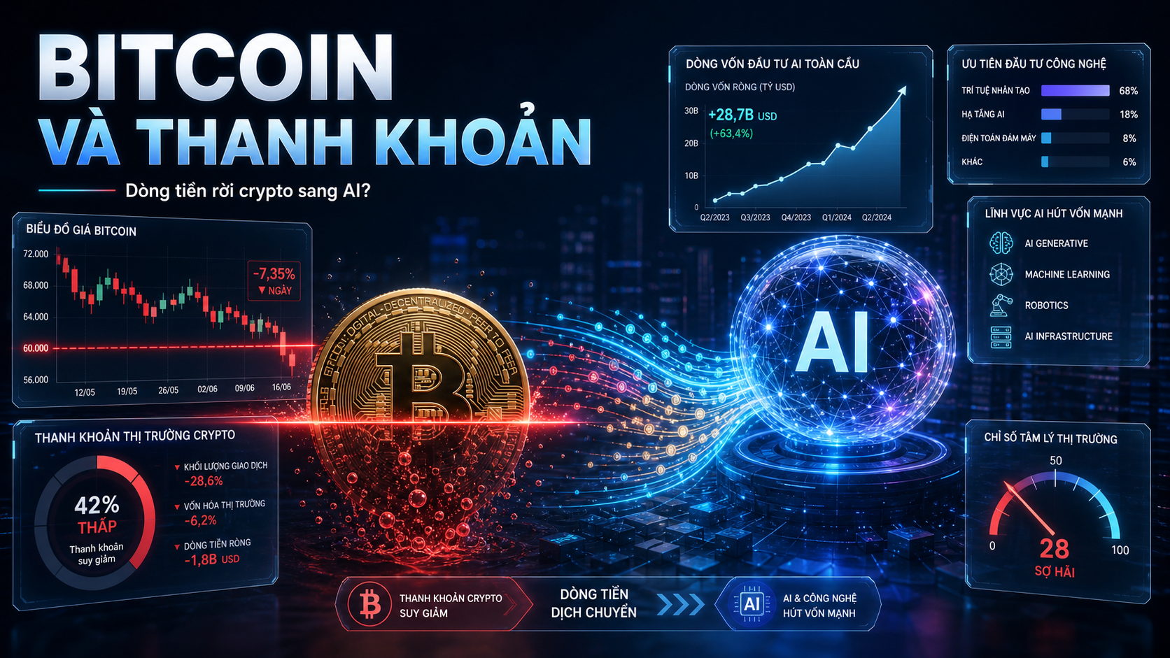 dòng tiền rời crypto sang AI: bitcoin và thanh khoản