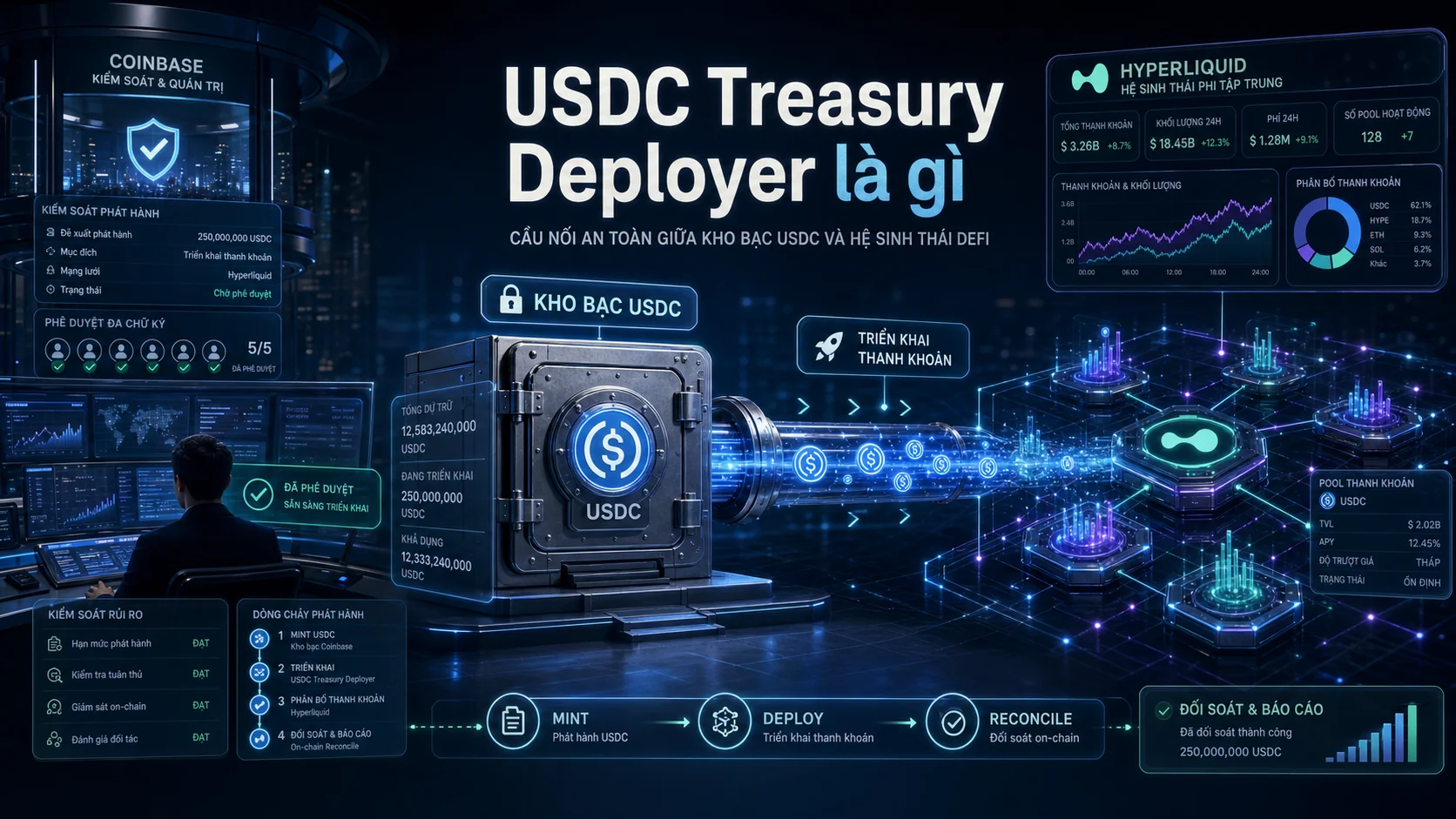 USDC Treasury Deployer là gì trong bài Coinbase trở thành USDC Treasury Deployer trên Hyperliquid: Vì sao stablecoin đang thành hạ tầng DeFi?