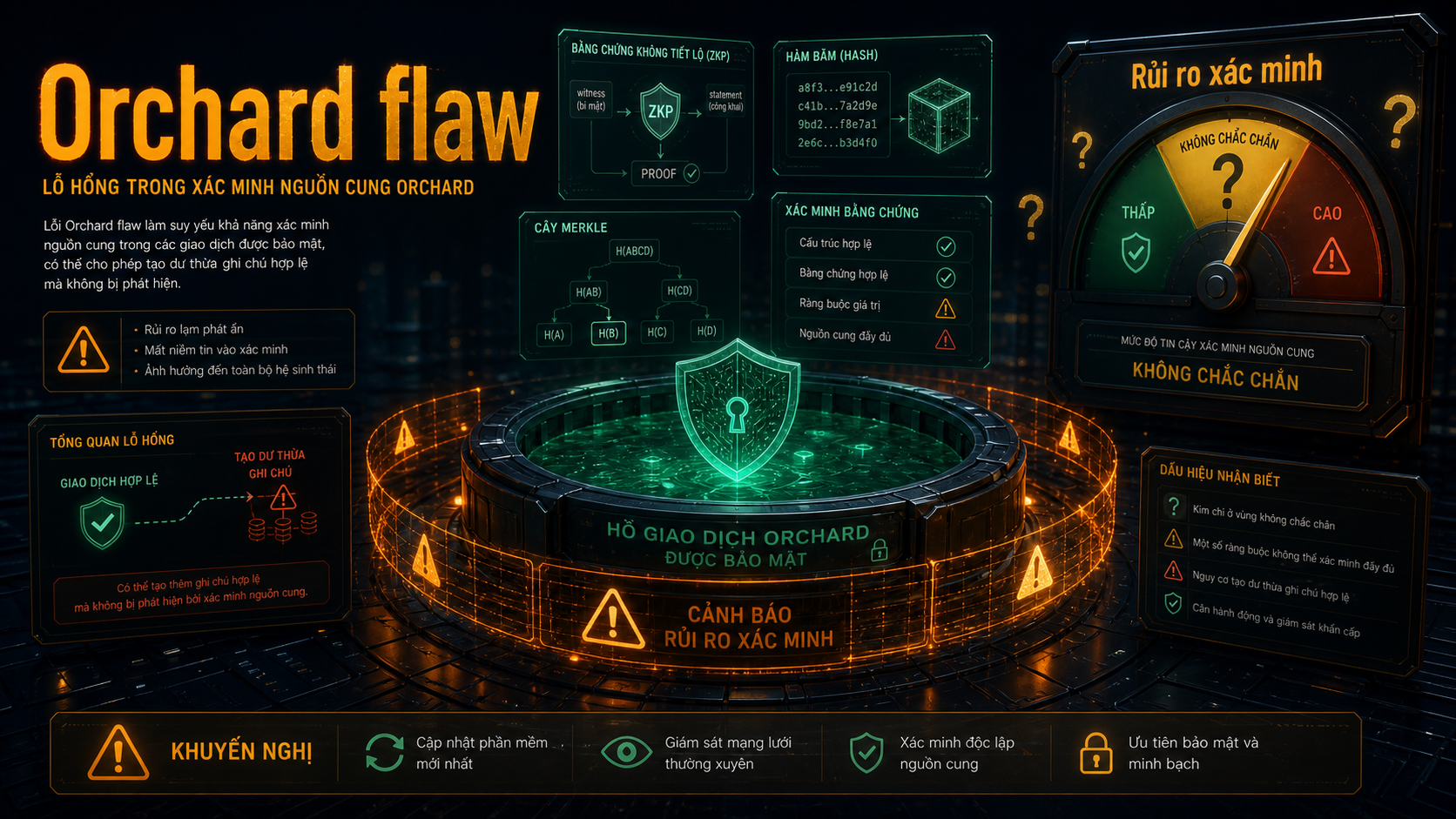 Orchard flaw và rủi ro xác minh nguồn cung trên Zcash
