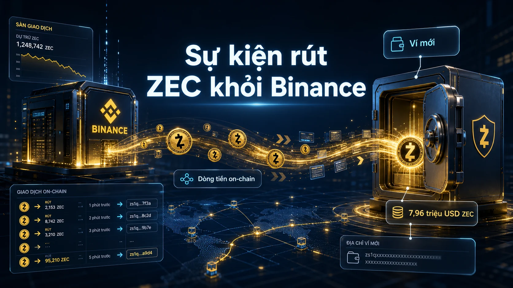 Sự kiện rút ZEC khỏi Binance trong bài Ví mới rút 7,96 triệu USD ZEC khỏi Binance: tín hiệu cá voi hay chỉ là chuyển ví?