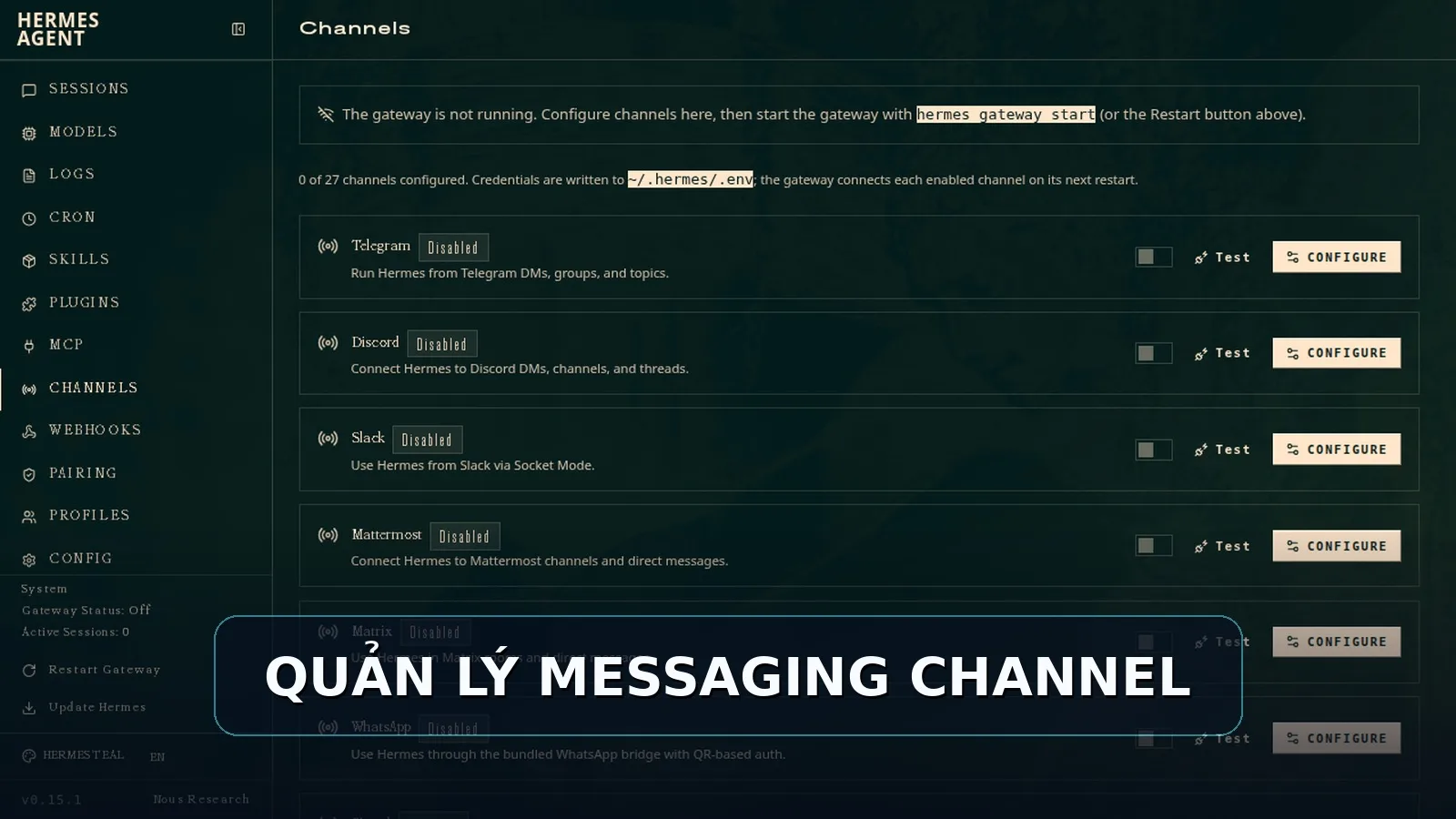 Quản lý messaging channel trong Hermes Agent
