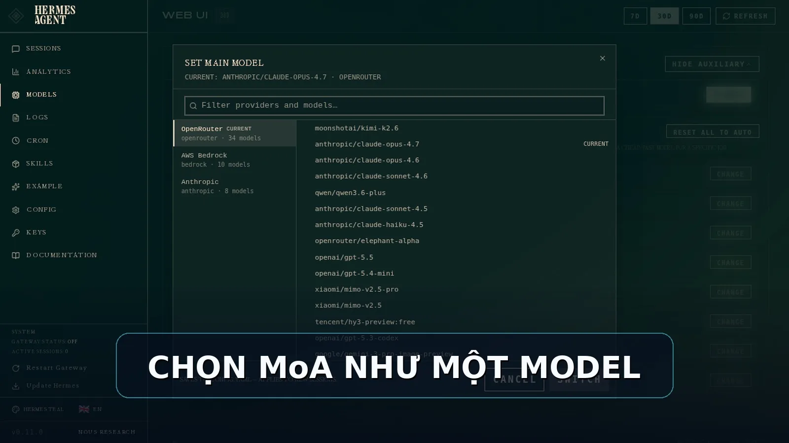 Chọn Mixture-of-Agents như một model